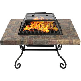 Centurion Supports Fireology MAPENZI Timeless Garden Fire Pit Brazier and Barbecue with Eco-Stone Finish
