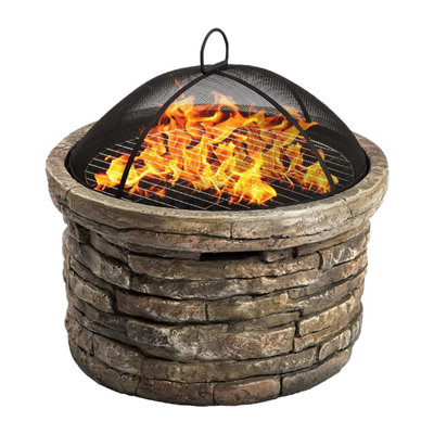 Centurion Supports Fireology SAMUI Beige Majestic Garden Fire Pit Brazier  and Barbecue with Eco-Stone Finish | DIY at Bu0026Q