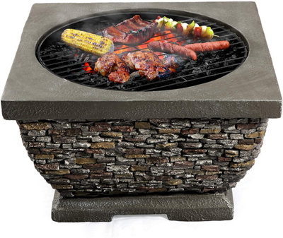 Centurion Supports Fireology TONTERIA Prestigious Garden Fire Pit Brazier and Barbecue with Eco-Stone Finish