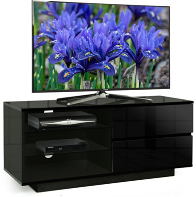 Centurion Supports Gallus Gloss Black with 2-Black Drawers and 2 Shelves up to 55"LED, LCD, Plasma Cabinet TV Stand