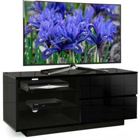 Centurion Supports Gallus Gloss Black with 2-Black Drawers and 2 Shelves up to 55"LED, LCD, Plasma Cabinet TV Stand