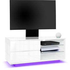 Centurion Supports Gallus Gloss White up to 55" LED/LCD/Plasma Cabinet TV Stand with LED Lights and Mounting Arm