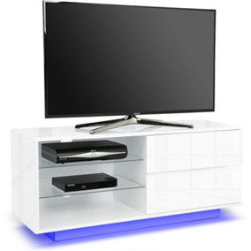 Centurion Supports Gallus High Gloss White with 2-Drawers up to 55" LED/OLED/LCD TV Cabinet with LED Lights