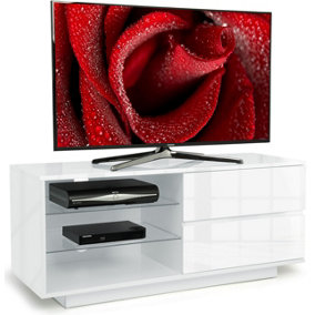 Centurion Supports Gallus High Gloss White with 2-White Drawers and 2 Shelves up to 55" LED/OLED/LCD TV Cabinet
