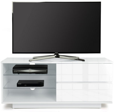 Centurion Supports Gallus High Gloss White with 2-White Drawers and 2 Shelves up to 55" LED/OLED/LCD TV Cabinet