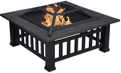 Centurion Supports GEDI Multi-Functional Black Square Outdoor Garden Fire Pit Brazier
