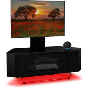 Centurion Supports Hampshire Corner-Friendly Black 26"-50" Flat Screen TV Cabinet with LED and Mounting Arm