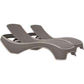 Centurion Supports MALDIVES Grey Prestigious Outdoor Rattan-Style Adjustable Sun Lounger Pair Fully Assembled