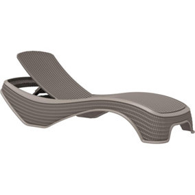 Centurion Supports MALDIVES Warm Grey Outdoor High-End PU Rattan Adjustable Sun Lounger Fully Assembled