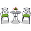 Centurion Supports OSHOWA Garden and Patio Table and 2 Large Chairs Bistro Set - Grey with Green Cushions