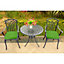 Centurion Supports OSHOWA Garden and Patio Table and 2 Large Chairs Bistro Set - Grey with Green Cushions