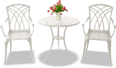 Centurion Supports OSHOWA Luxurious Garden and Patio Table and 2 Large Chairs with Armrests Cast Aluminium Bistro Set