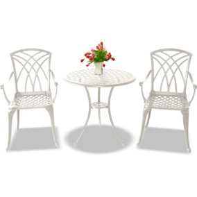 Centurion Supports OSHOWA Luxurious Garden and Patio Table and 2 Large Chairs with Armrests Cast Aluminium Bistro Set