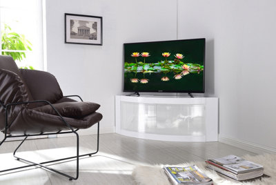 White curved top tv stand