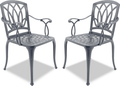 Centurion Supports Positano 2-Large Garden and Patio Chairs with Armrests in Cast Aluminium Grey