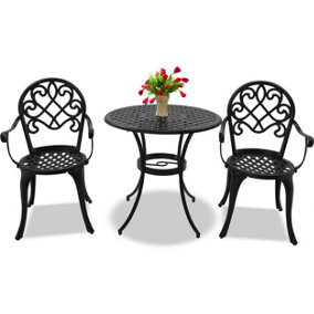 Centurion Supports PREGO Garden and Patio Table and 2 Large Chairs with Armrests Cast Aluminium Bistro Set