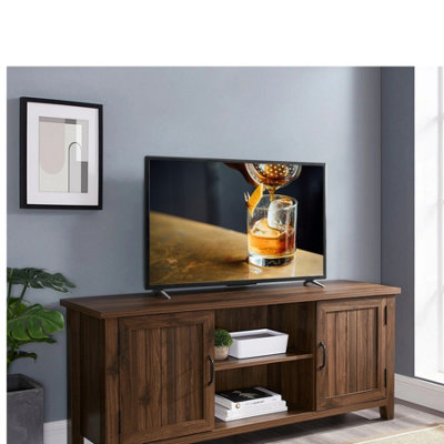 Centurion Supports RANCH Walnut Dual Compartment Storage 6-Shelf up to 65" Flat Screen TV Cabinet