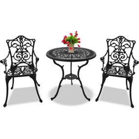 Centurion Supports TABREEZ Garden and Patio Table and 2 Large Chairs with Armrests Cast Aluminium Bistro Set