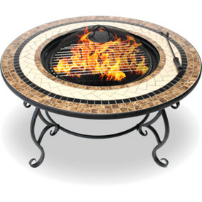 Centurion Supports TOPANGA High-End Multi-Functional Garden Fire Pit, Brazier, Coffee Table, Bbq, Ice Bucket with Ceramic Tiles