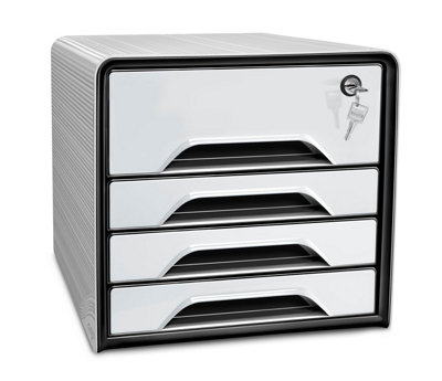 CEP Smoove Secure Filing Module, 4 Drawers, White/Black