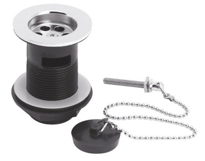 Ceramic Accessories Basin Waste with Poly Plug and Chain - Chrome/Black - Balterley
