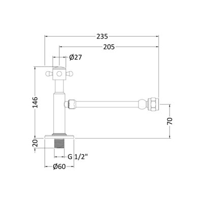 Ceramic Accessories Cistern Cut-Off Valve - Chrome