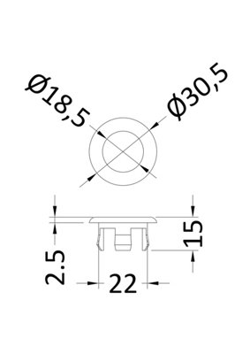 Ceramic Accessories Modern Round Basin Overflow Cover - 18.5mm - Matt Black - Balterley