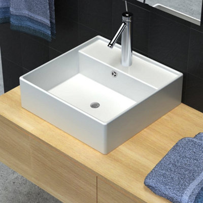 Ceramic Basin Square with Overflow and Faucet Hole 41 x 41 cm Price Comparisons | Compare The Build
