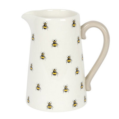 Ceramic Bee Design Flower Jug Vase (H18cm) | DIY at B&Q