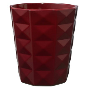 Ceramic Bold Geometric Indoor Plant Pot. Bordeaux. H15 cm