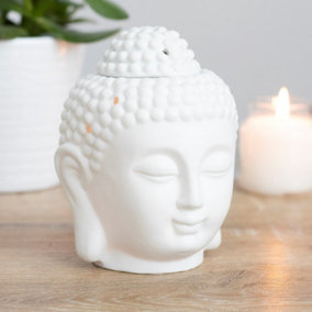 Ceramic Buddha Head Oil Burner - White