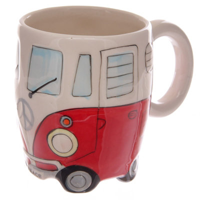 Ceramic Camper Van Retro Mug Red | DIY at B&Q