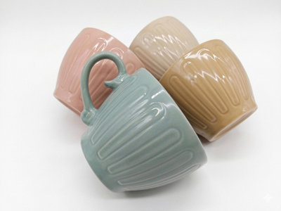 Ceramic Coffee Mugs 4pc Set 15oz Large Tea Cups Assorted Colours ...