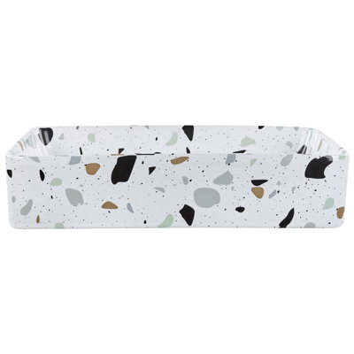 Ceramic Countertop Basin 510 x 340 mm White Terrazzo Effect NULES
