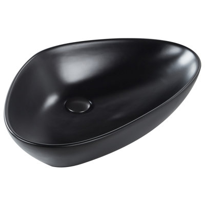 Ceramic Countertop Basin 600 x 390 mm Black TIRIG