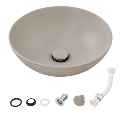 Ceramic Countertop Washbasin with Waste Set, Khaki
