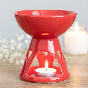 Ceramic Deep Bowl Oil Burner - Red