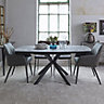 Ceramic extending dining table with twist motion to extend Rocca Faux Concrete Motion Dining Table