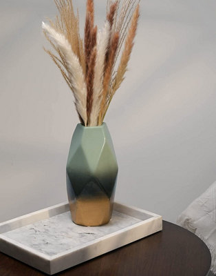 Ceramic Flower Vase Modern Green Gold Geometric Vase