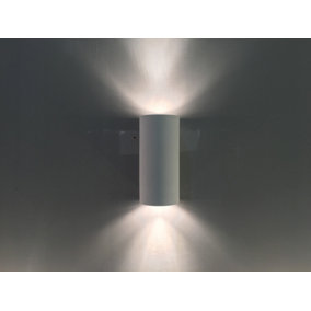 Ceramic Full Cylinder Wall Light, Up and Down White Paintable 2 Lights GU10 sockets (NO BULBs)