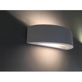 Ceramic Full Semi-Circle Wall Light, Up and Down Light White Paintable Finish E14 socket (NO BULB)