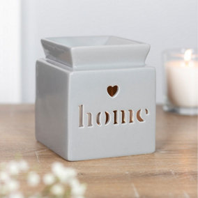 Ceramic Grey Home Cut-Out Oil Burner and Wax Melt