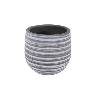 Ceramic Grey Indoor Plant Pot No Drainage Holes. H15 cm DIY at B&Q