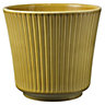 Ceramic Grooved Plant Pot. Antique Amber Shade, Shiny Finish. Suitable For Indoor Use. No Drainage Holes. H11 x W12 cm