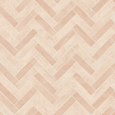 Ceramic Herringbone Tile Vinyl by Remland (Terracotta Tile, 7m x 3m)