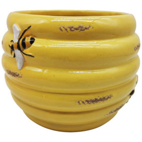 Ceramic Honeybee Yellow Pot Planter - Bee Garden Decoration