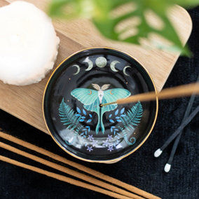 Ceramic Incense Stick Holder - Luna Moth Design