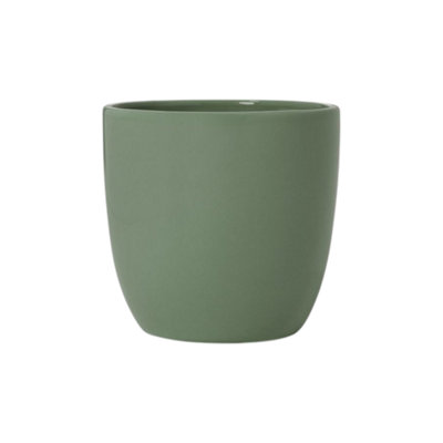 Ceramic Indoor Plant Pot - Green 13.6cm