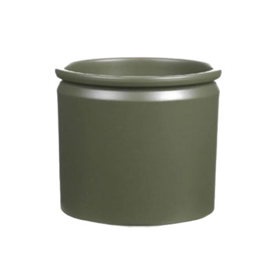 Ceramic Indoor Plant Pot - Green Matt Finish - H12cm