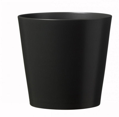 Ceramic Indoor Plant Pot, Matt Antracite Finish. No Drainage Holes. (Dia) 18 cm